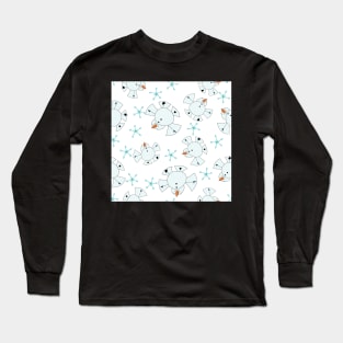 Snowmen making a snow angel on a snow filled snowday. snowflakes Long Sleeve T-Shirt